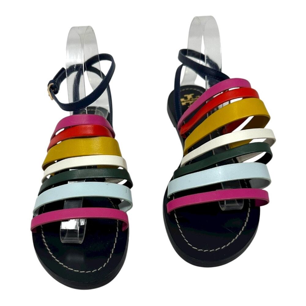 Tory Burch Multicolor Leather Strappy Sandals Ankle Strap Size 7.5